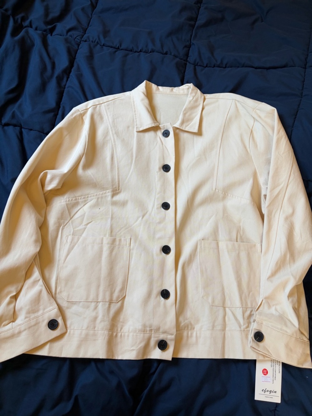 Women's Cream Utility Button-Front Jacket